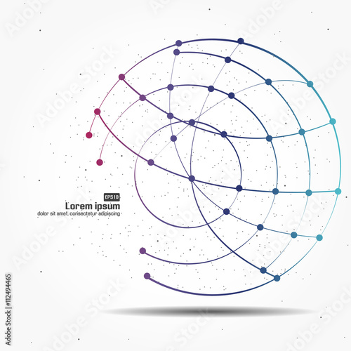Point and curve constructed the sphere wireframe