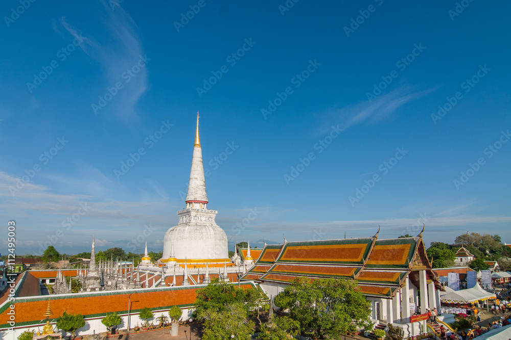 Top view of wat phra mahathat nakhon si thammarat