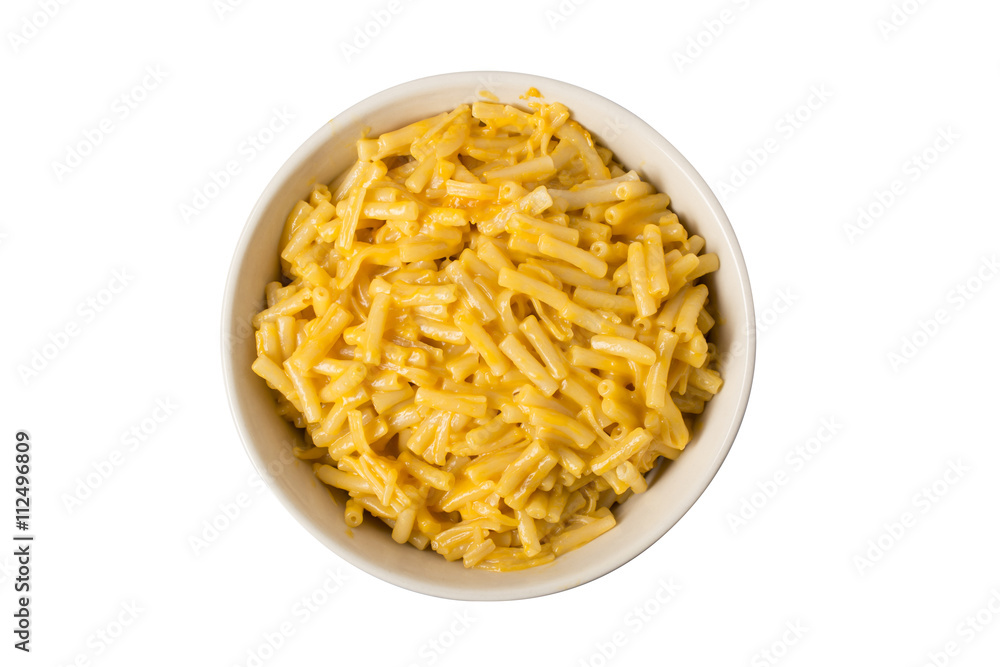 Bowl of Macaroni and Cheese Overhead Bowl of Macaroni and Cheese Overhead