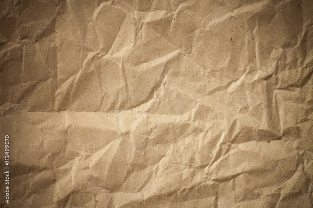 Fototapeta premium Old crumpled paper, Brown crumpled paper texture for background