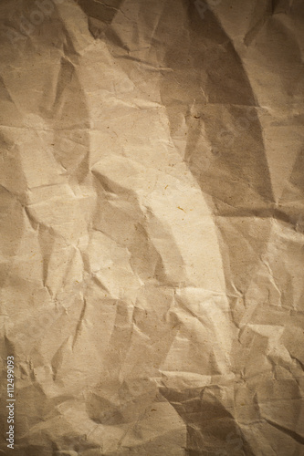 Old crumpled paper,  Brown crumpled paper texture for background