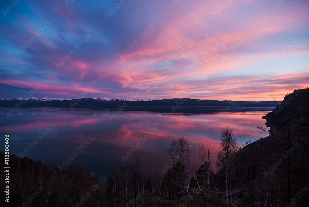 colorful sunset over Lake