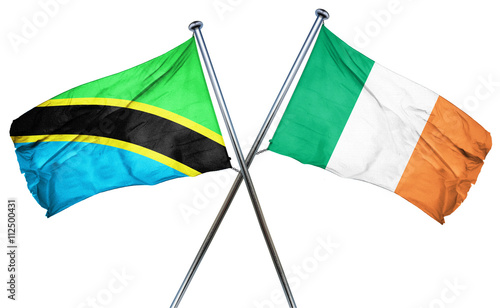 Tanzanian flag with Ireland flag  3D rendering