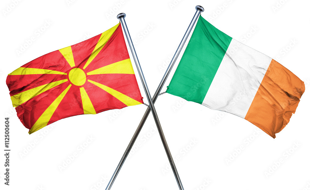 Macedonia flag with Ireland flag, 3D rendering