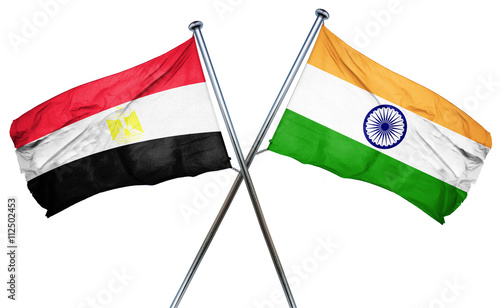 Konstfotografi Egypt flag with India flag, 3D rendering