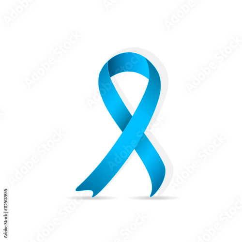 Prostate cancer ribbon awareness, Disease symbol. blue ribbon on white background