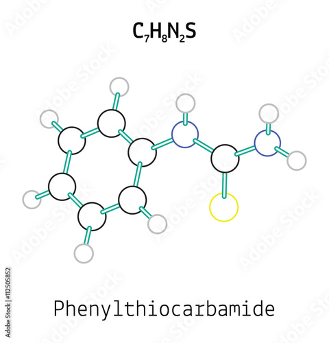 C7H8N2S Phenylthiocarbamide molecule