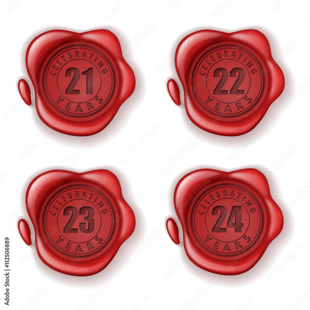 Celebrating 21-24 years greeting card wax seal Celebrating 21-24 years greeting card wax seal