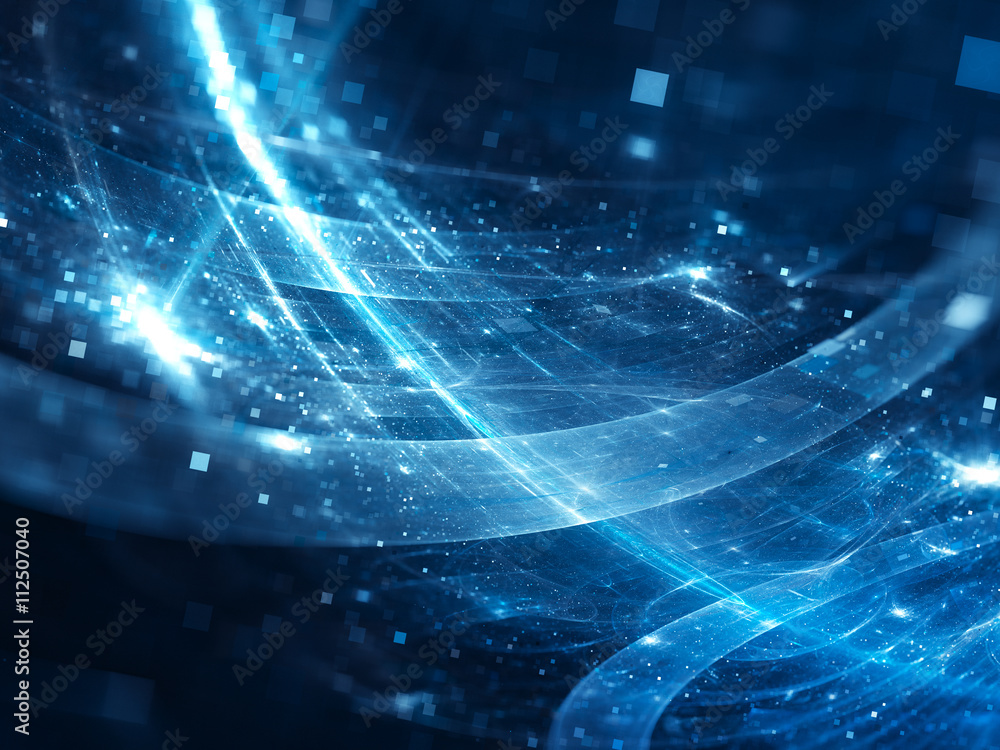 Fototapeta premium Blue glowing new space technologies