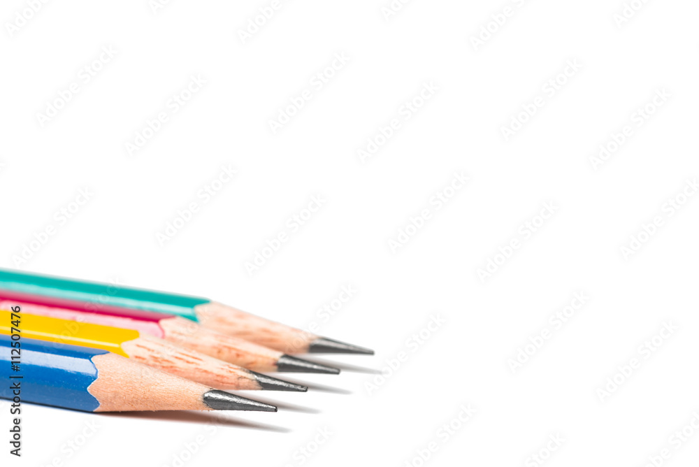 Fototapeta premium four sharpen pencils isolated on white background.