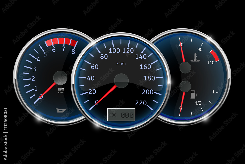 Dashboard - speedometer, tachometer, fuel gauge Dashboard - speedometer, tachometer, fuel gauge