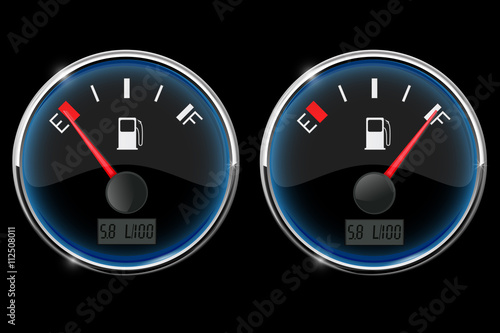 Fuel gauge. Empty and full