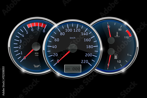Dashboard - speedometer, tachometer, fuel gauge