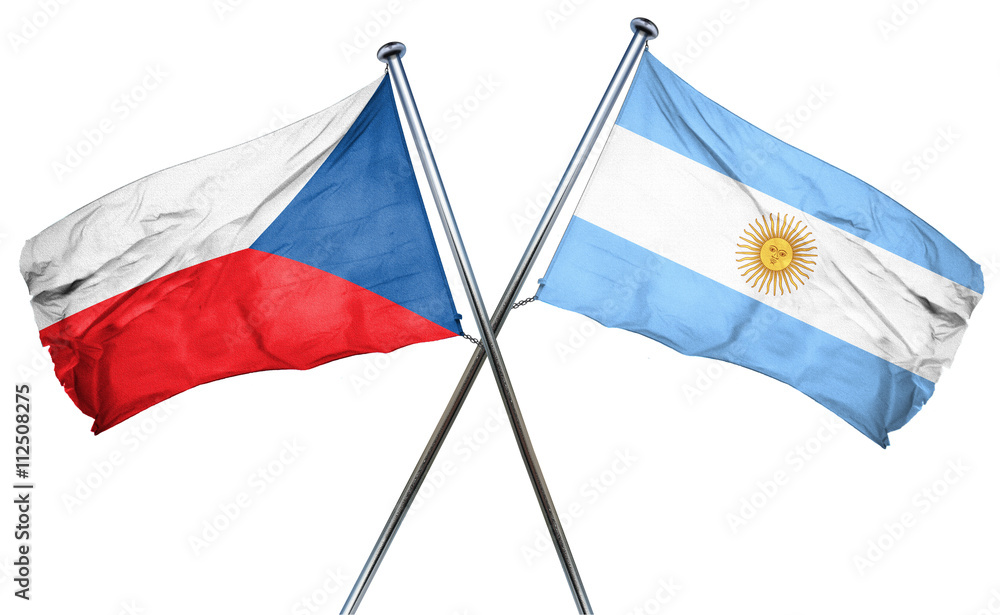 czechoslovakia flag with Argentina flag, 3D rendering