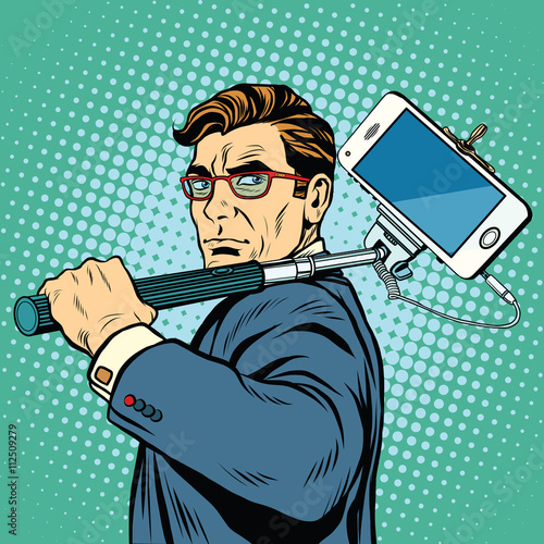 Selfie man blogger smartphone