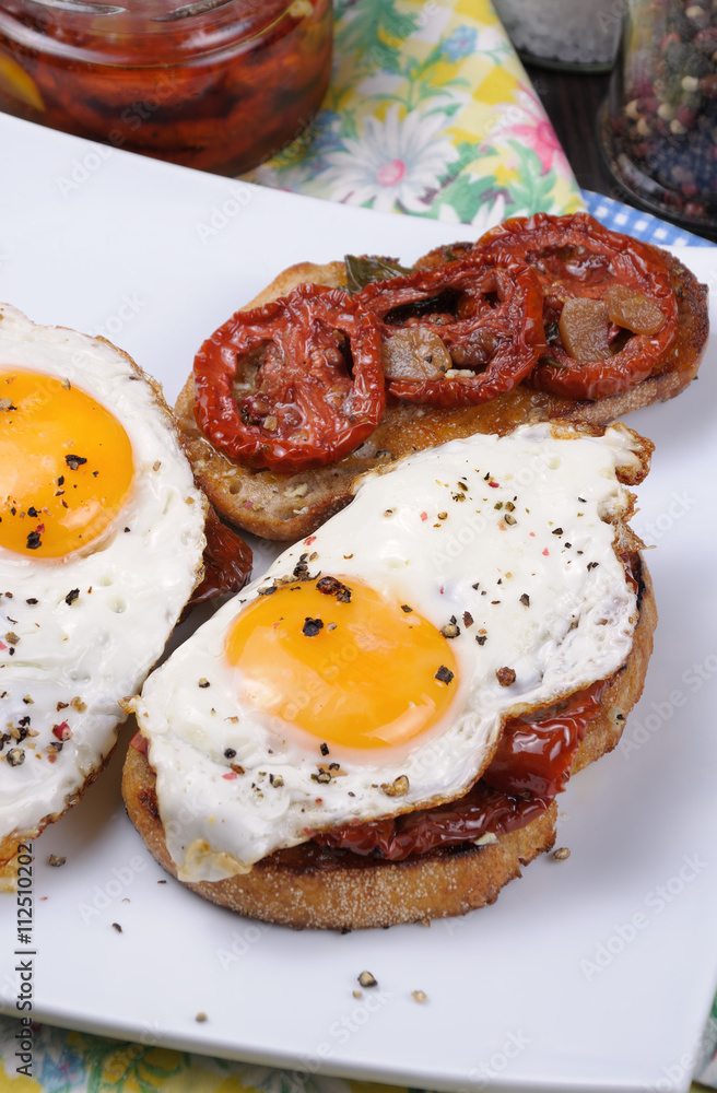 Sandwich with dried tomatoes and egg Sandwich with dried tomatoes and egg