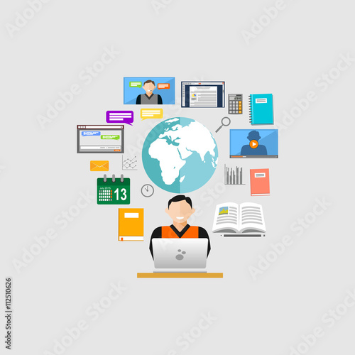 Surfing on internet. Internet contents concept illustration. 

