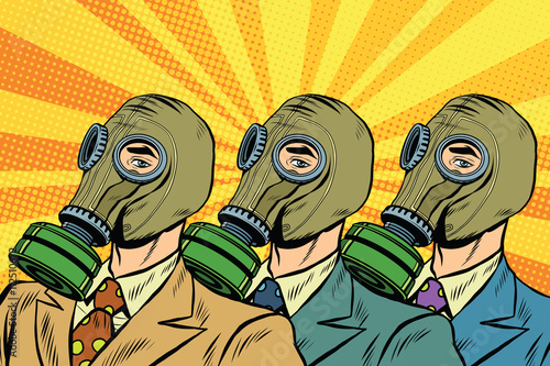 People in gas masks Sots art style