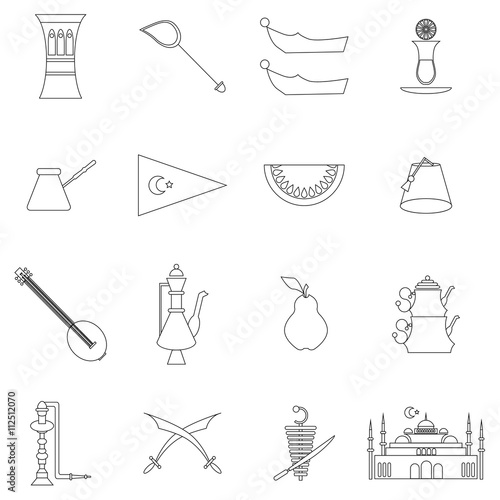 Turkey travel icons set