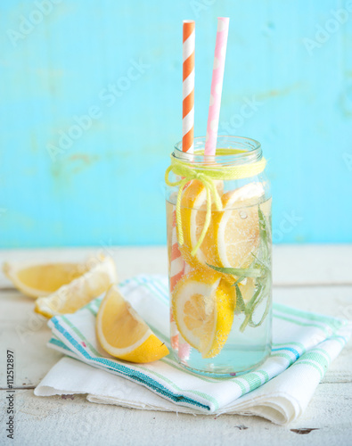 The cold refreshing lemonade with fresh berries
