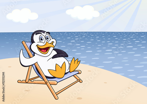 Penguin is getting sunbath