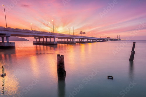 Sunrise in view of Penang Bridge, George Town, Penang Malaysia © keongdagreat