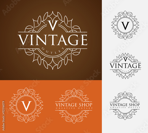 Vintage Retro Logo. Simple and elegant vintage design logo, Elegant linear luxury vector logo design