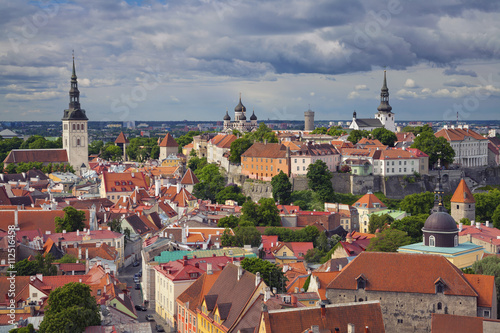 Tallinn. Aerial image of Old Town Tallinn in Estonia. 