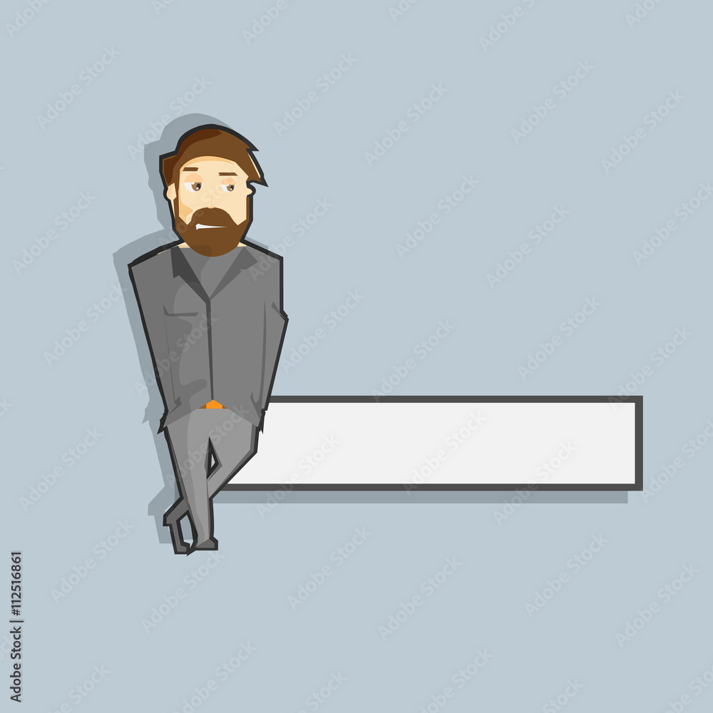 Cartoon hand drawn man in suit with banner vector illustration Cartoon hand drawn man in suit with banner vector illustration