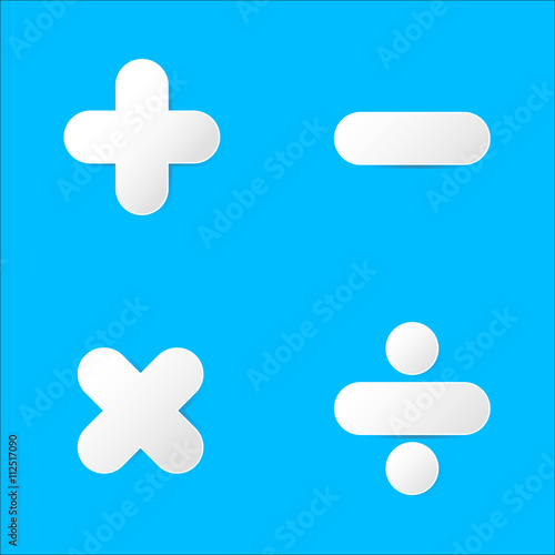 Math symbol : plus,minus,multiply,divide in paper cut design