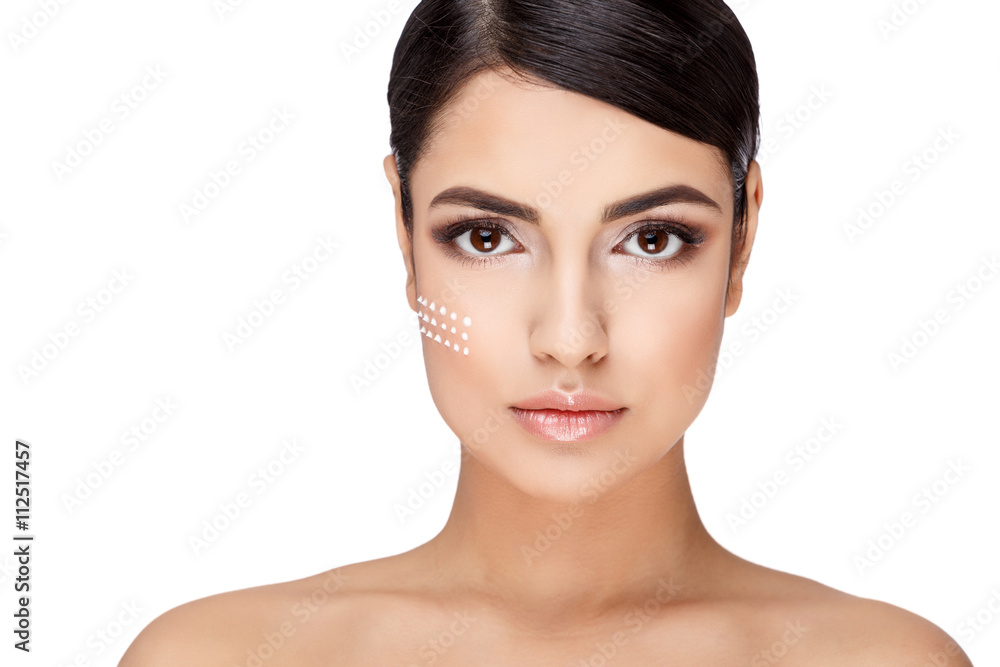 Fototapeta premium Young brunette woman with beautiful clean skin