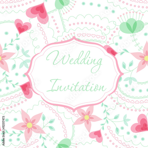 Wedding invitation mint and rose colors