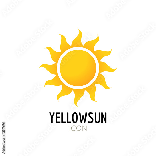 Sun icon sign. Icon or logo design with yellow sun