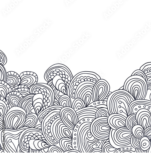 Uncolored doodle down side tracery for adult coloring book, coloring page, card