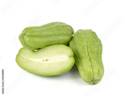 Chayote on white background