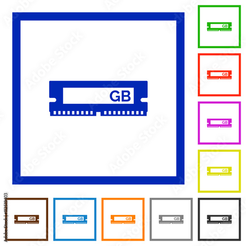 RAM module framed flat icons