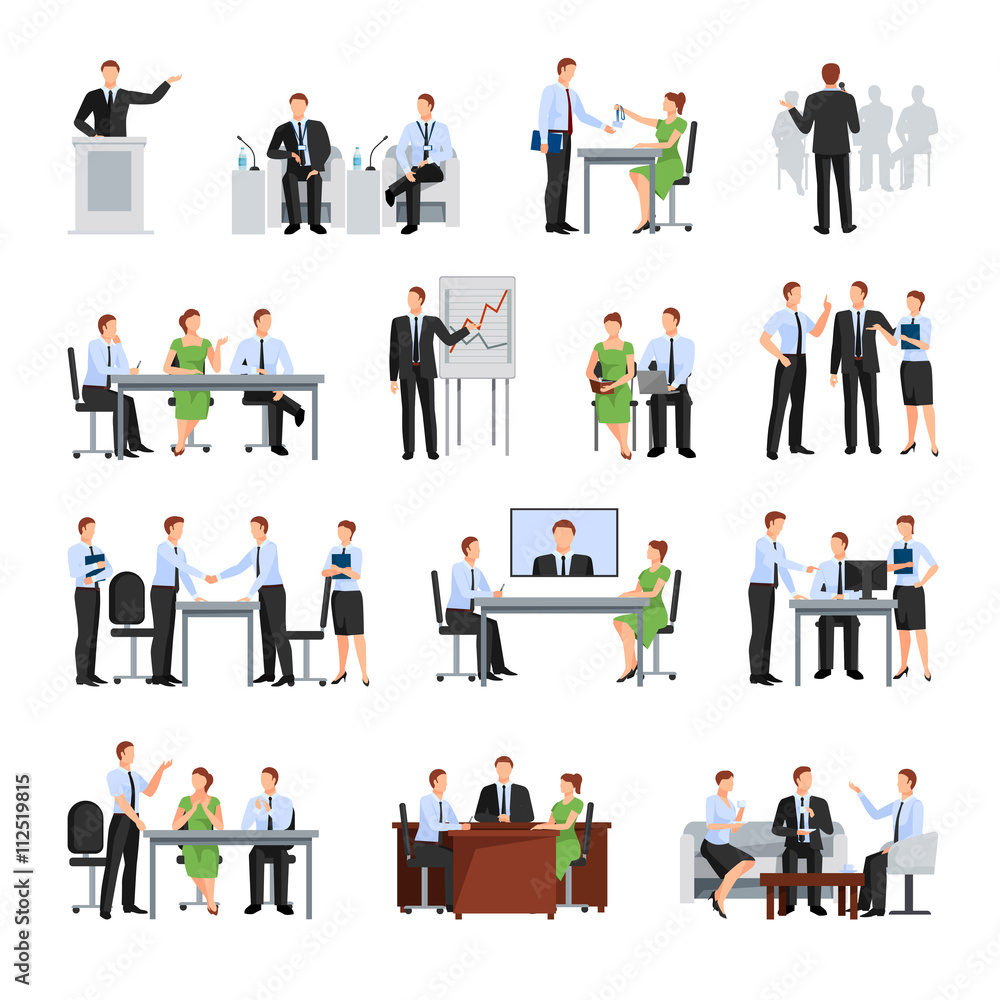 Business Conference Icons Set Business Conference Icons Set