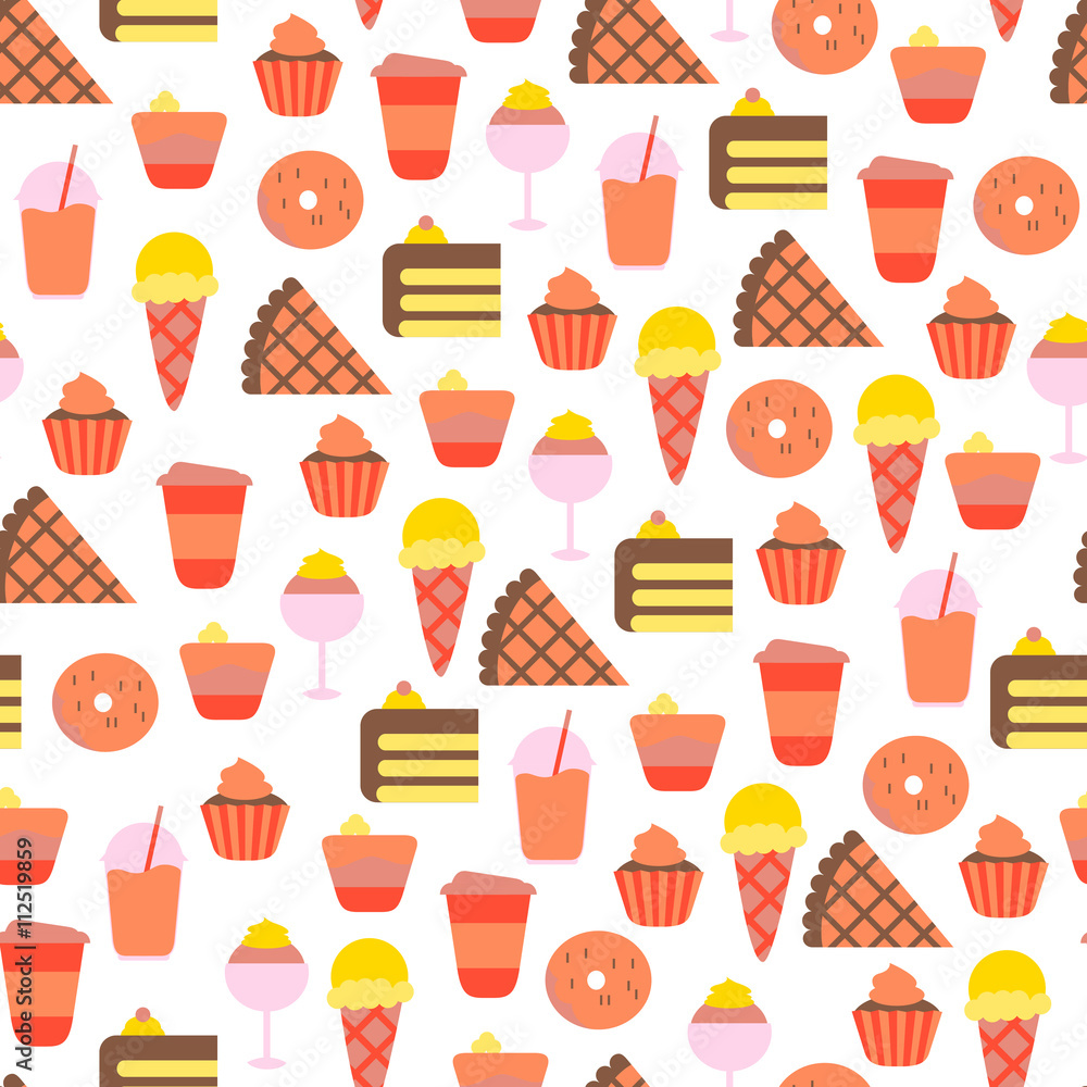 Seamless Pattern with Sweet Food Icons Seamless Pattern with Sweet Food Icons