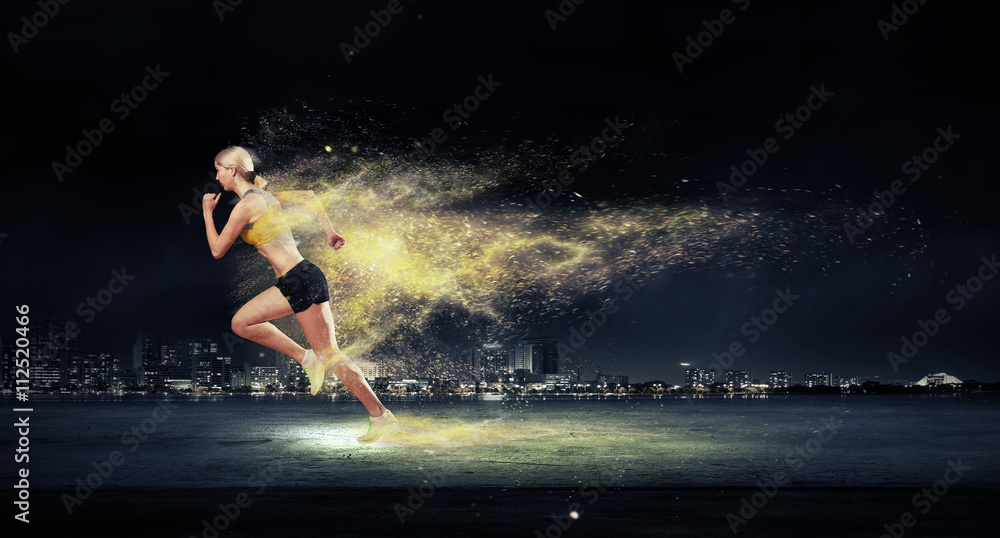 Athlete running fast