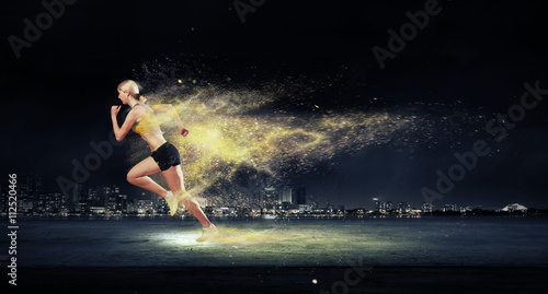 Athlete running fast