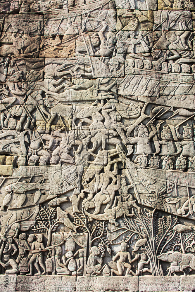 Angkor, Reliefs in der Tempelanlage 