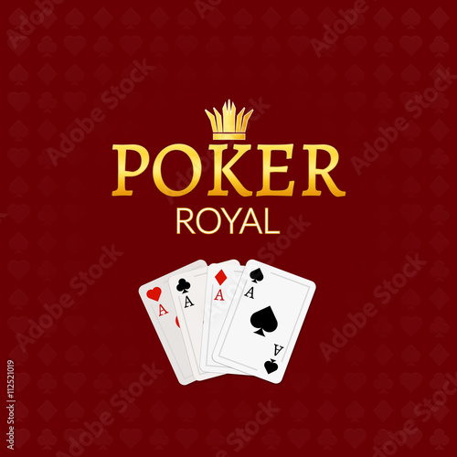 Poker casino poster logo template design. Royal golden poker room design template