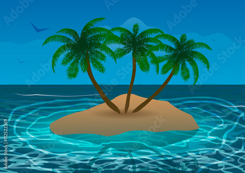 Vector illustration. Island in the ocean.