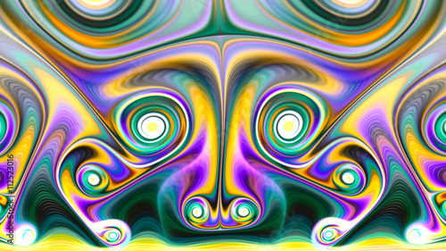 Mask Mongol Shuudan. The muzzle of dragon. Sacred geometry. Mysterious psychedelic relaxation wallpaper. Fractal abstract pattern. Digital artwork creative graphic design.