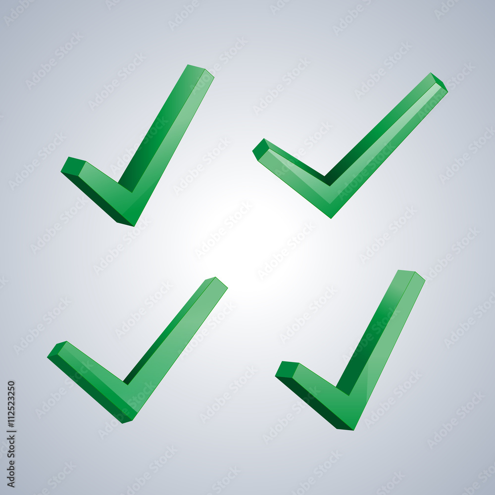Set of check marks, vector illustration. Set of check marks, vector illustration.