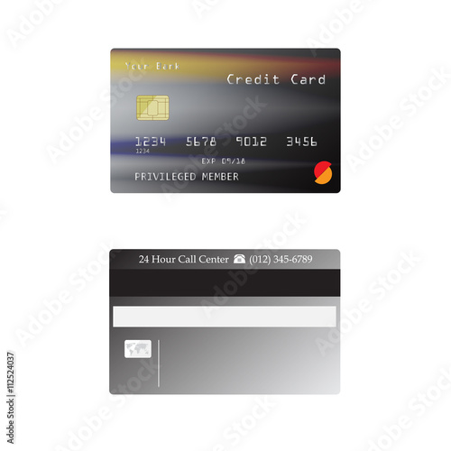 Detail credit card isolated on gray background, Vector illustration