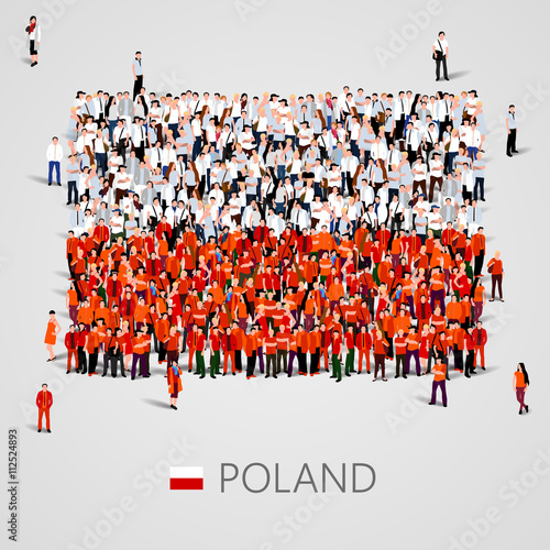 Large group of people in the Poland flag shape.