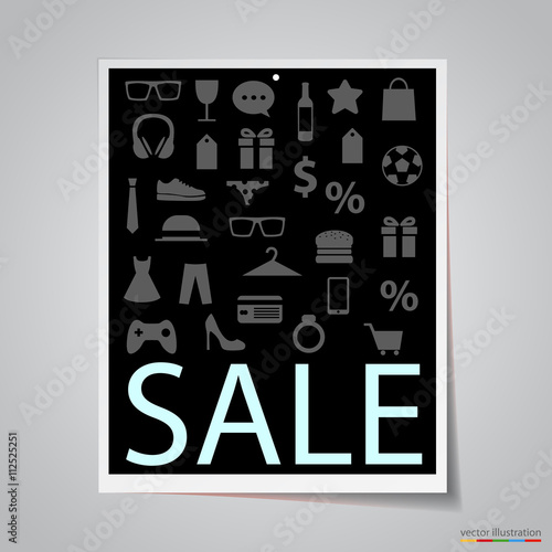 Paper sale banner on gray background.