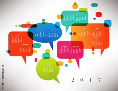 2017 Colorful Creative Calendar with Speech Balloons
