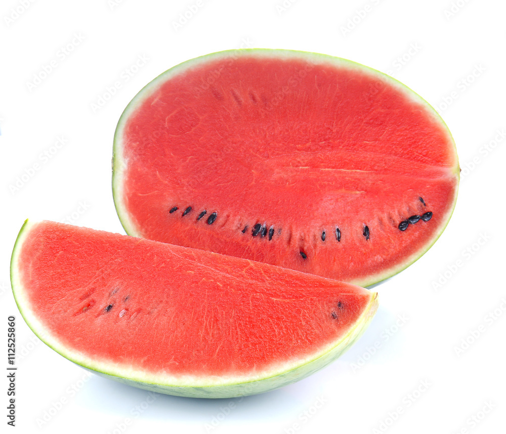 Watermelon cut half on white background. Watermelon cut half on white background.